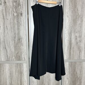 Madewell Midi Skirt Size 14 Asymmetric Drapey Crepe Black Color